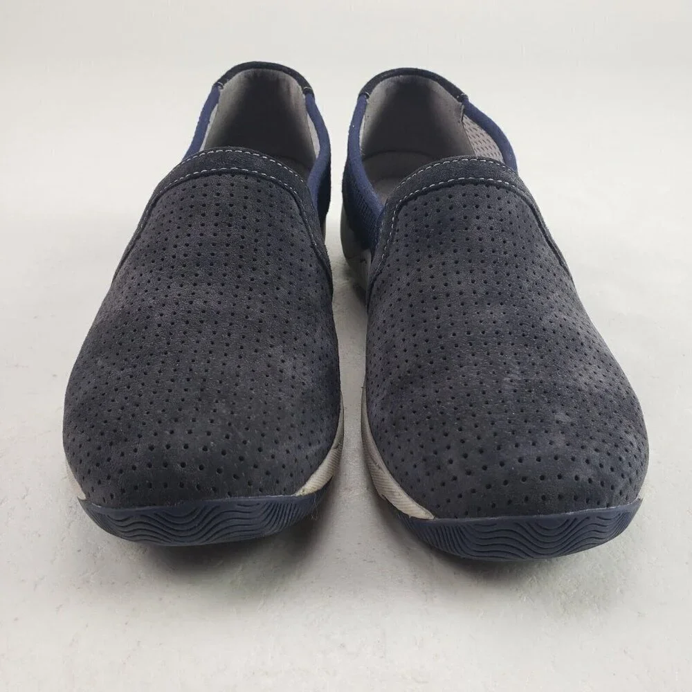 Dansko Halle Suede Slip On Shoe Womens 6.5 7 37 Blue Perforated Comfort Flat